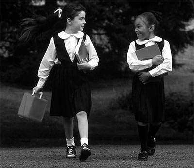 school girls walking